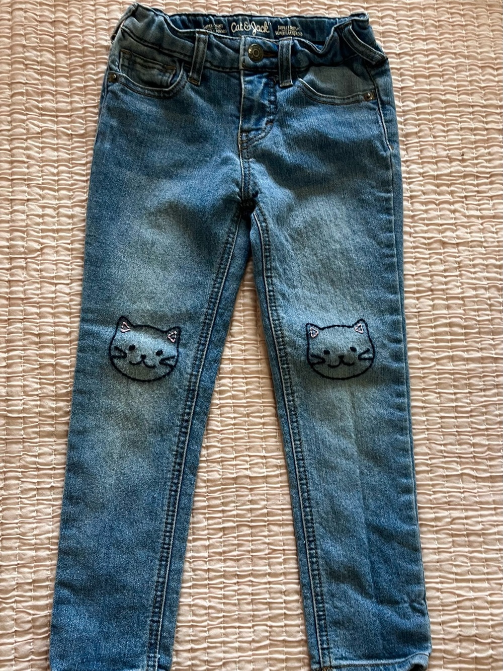 Bundle lot 3 Girls size 5 Blue Denim Jeans boot skinny straight cat butterfly - Picture 2 of 10